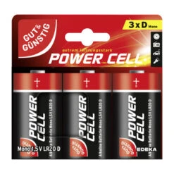 & Günstig Power Cell Alkaline Mono D 1,5V LR20 Batterien 3ST